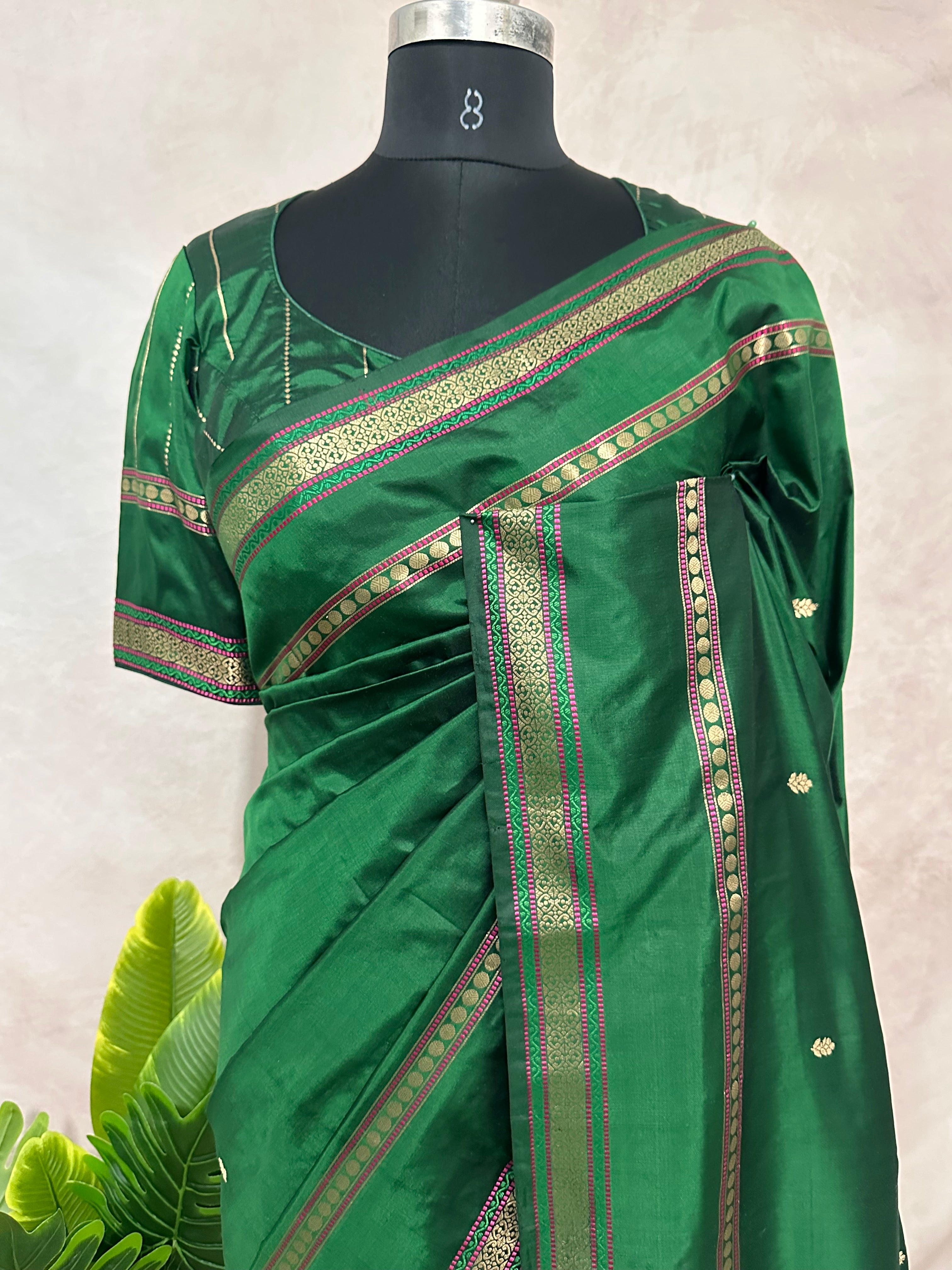 Handloom Pure katan banarsi soft silk saree with stitched blouse