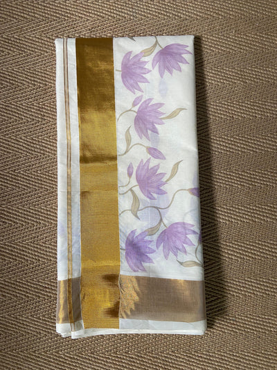 Cotton floral digital printed set saree