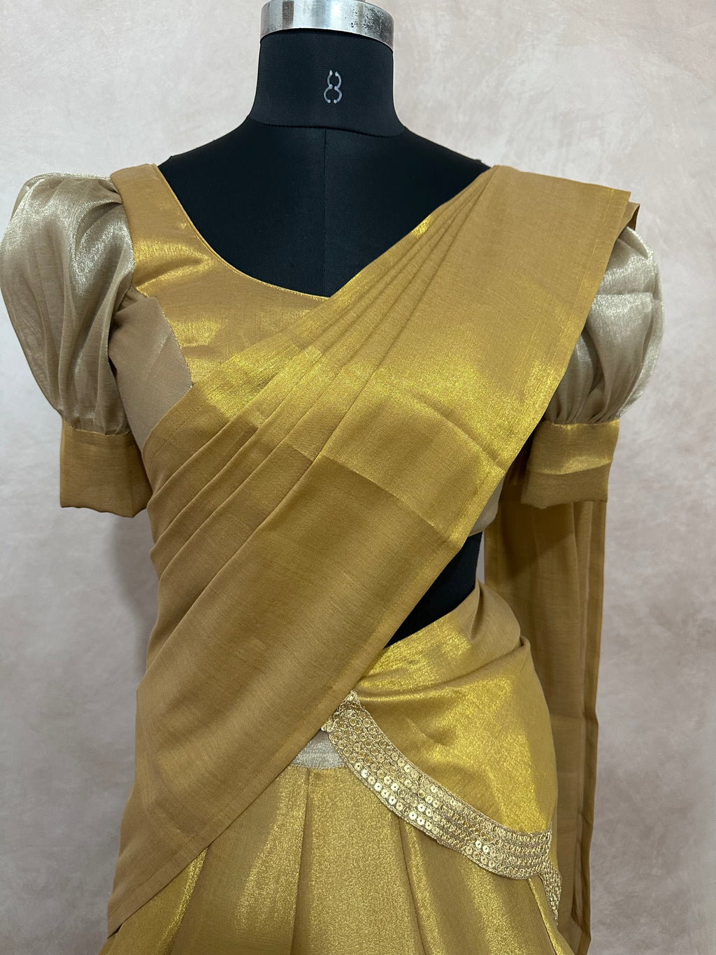 Cotton tissue 8m flare skirt, blouse and dupatta
