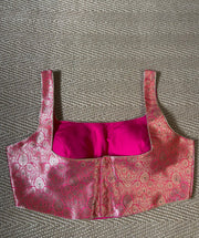 Pink banarsi brocade crop top