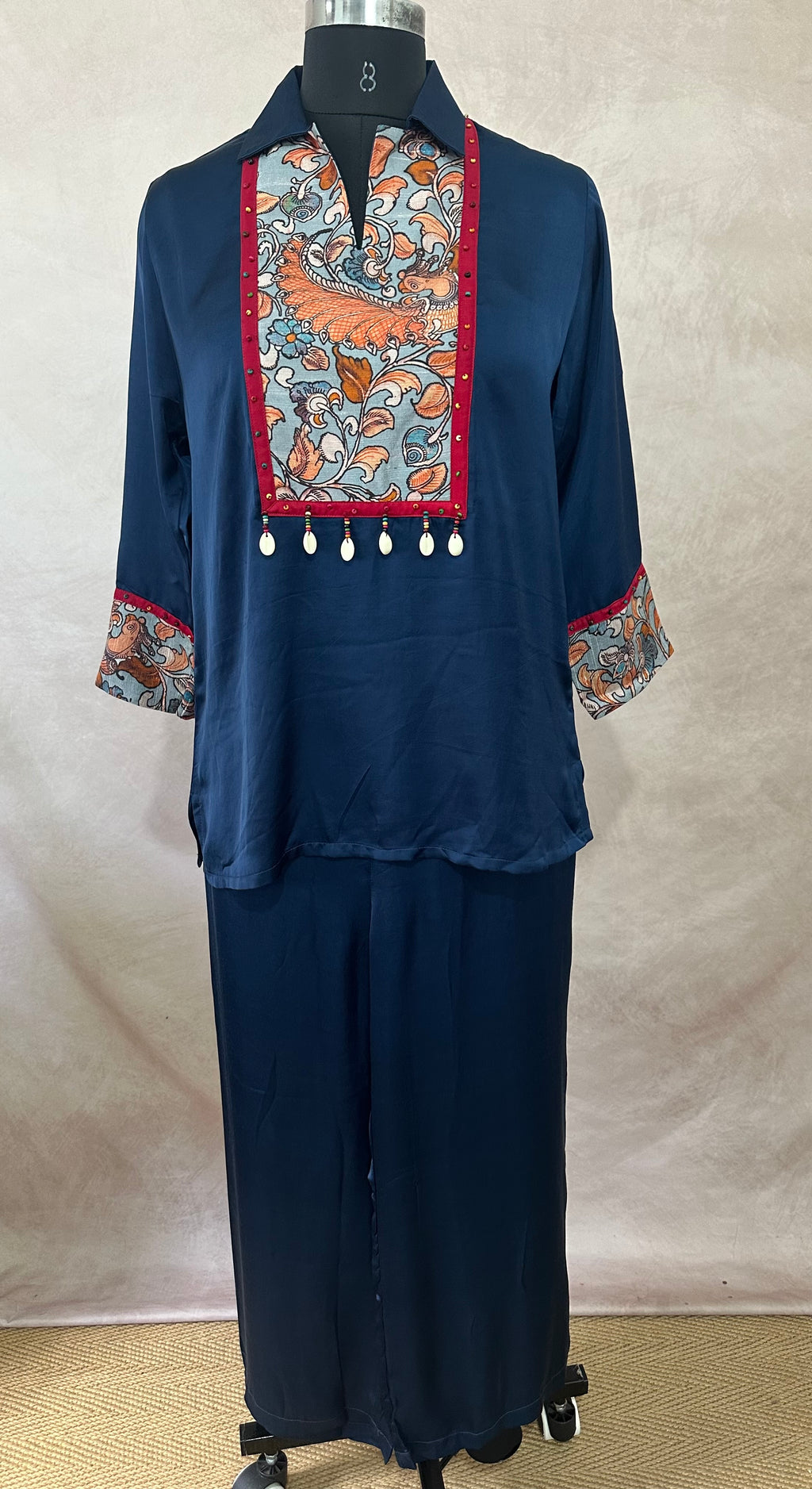 Blue modal silk cord set