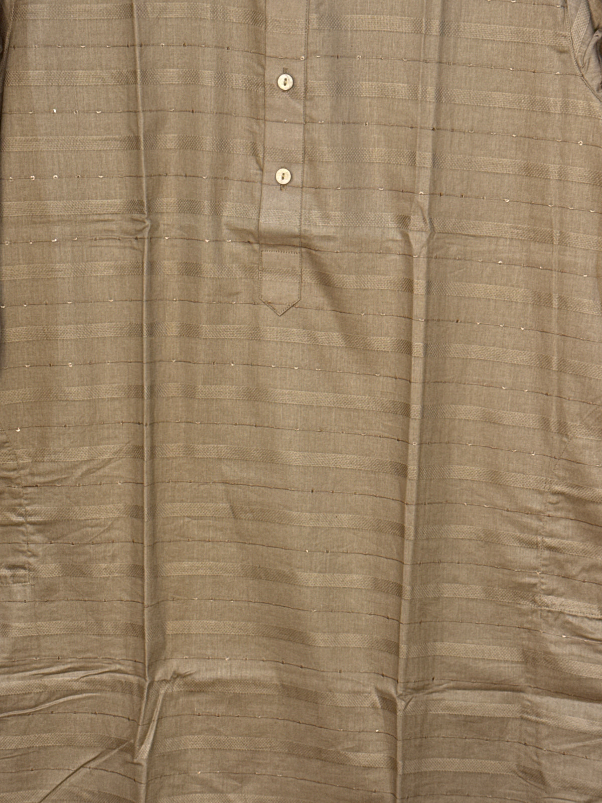 Light brown Soft cotton kurta with small weaved sequins