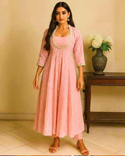 Lilac color anarkali set