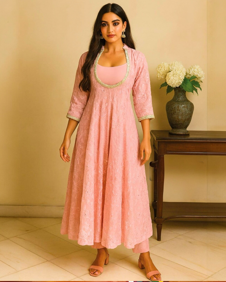 Lilac color anarkali set