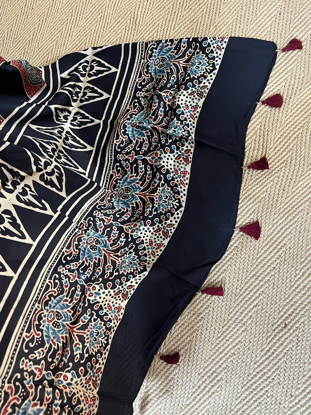 Modal silk kurti with Ajrakh hand block print