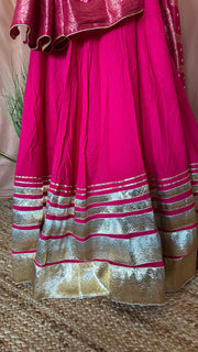 Pink 10 m flare skirt for garba with dupatta