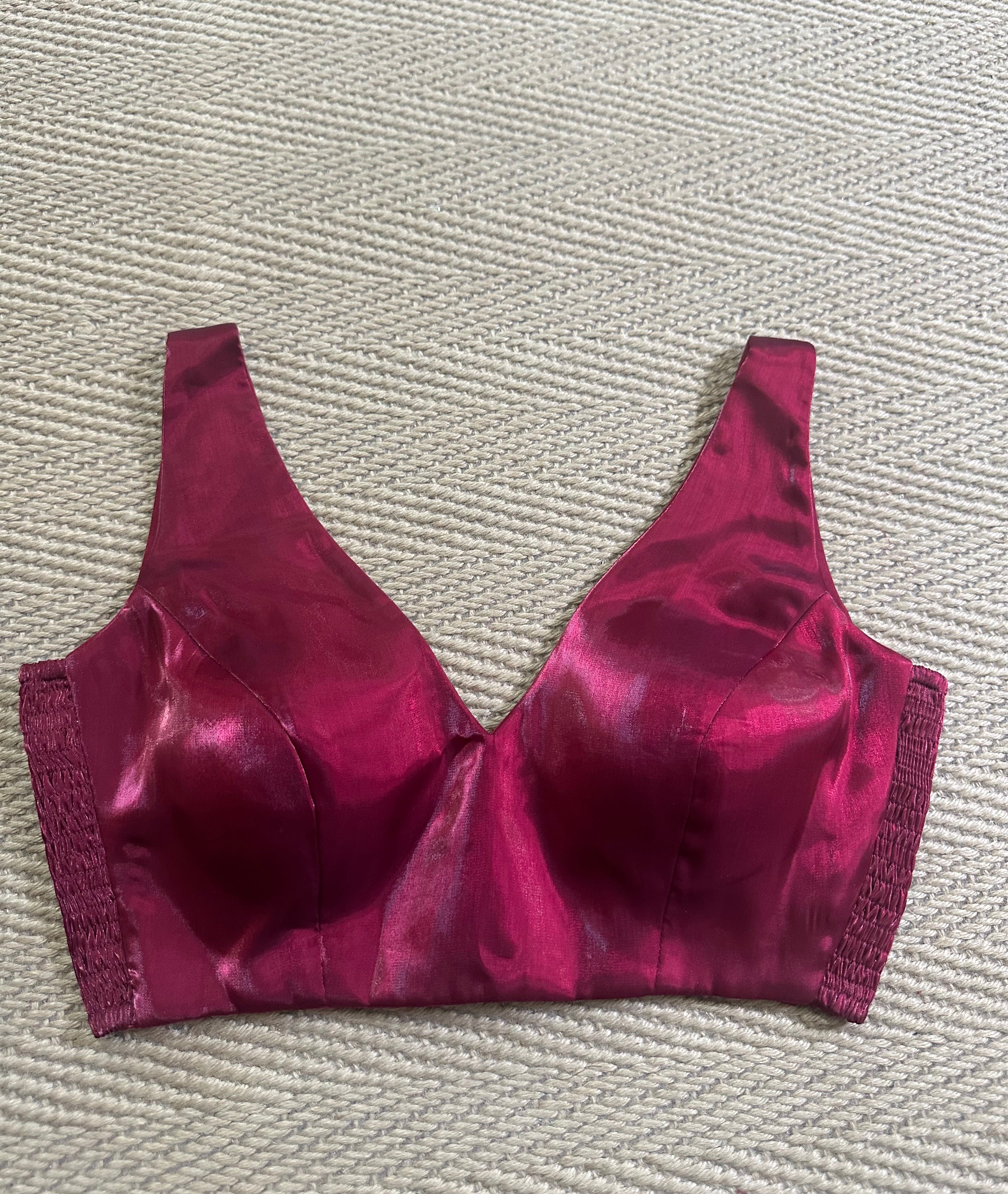 Maroon satin stilk adjustbale (Side elastic) blouse