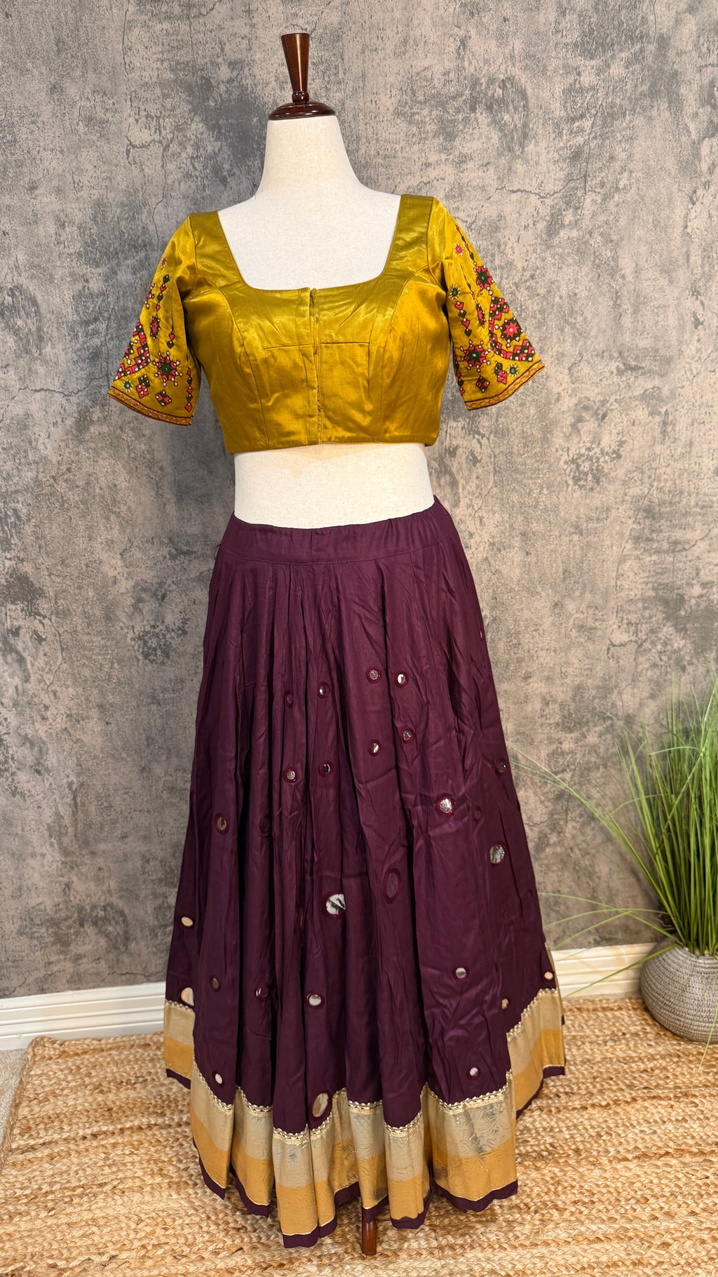 18 m flare navrathri skirt with foil mirror
