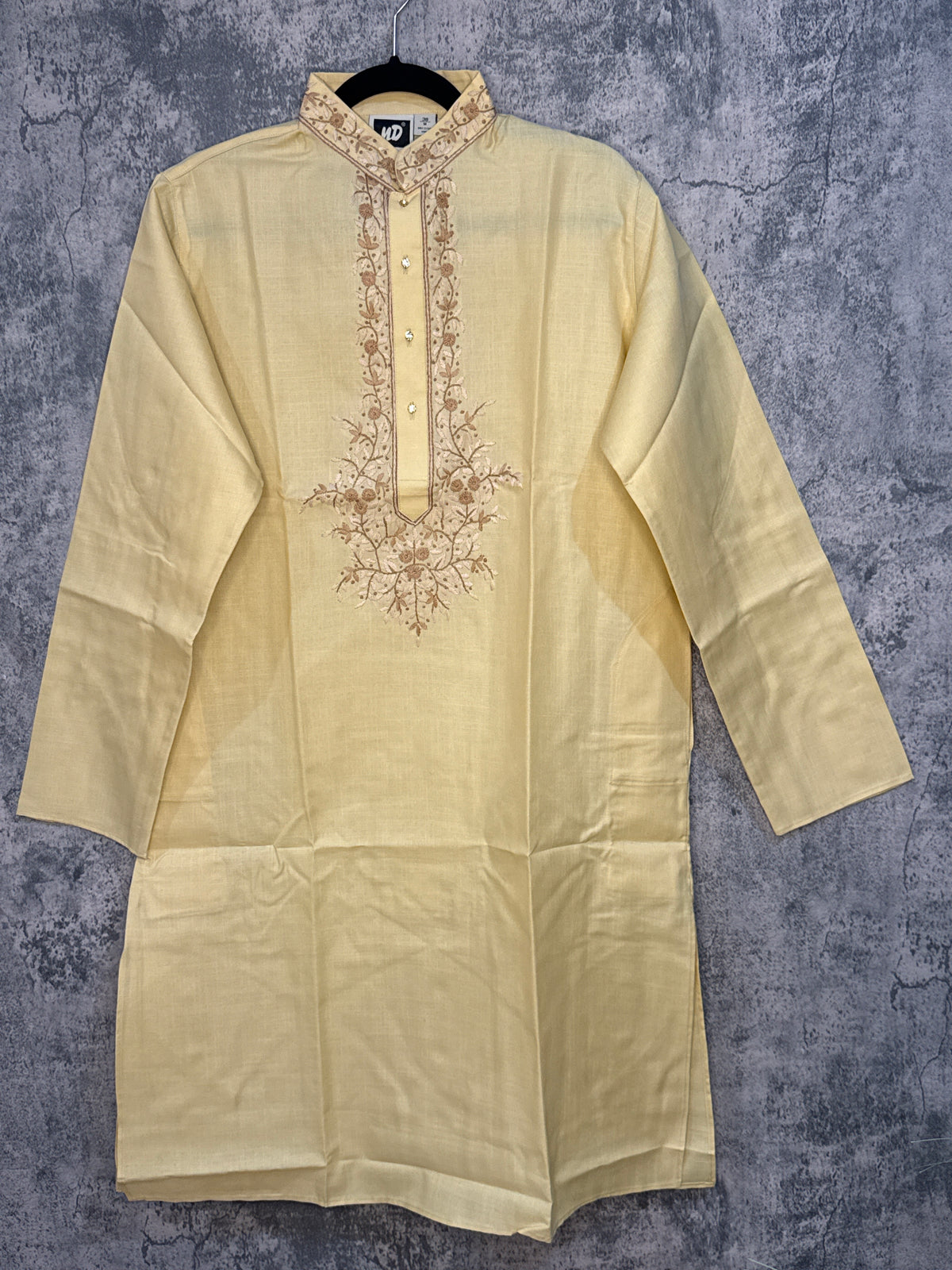 Sandalwood cotton kurta with hand emroidery on the neck