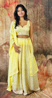 Yellow heavy sequins lehanga