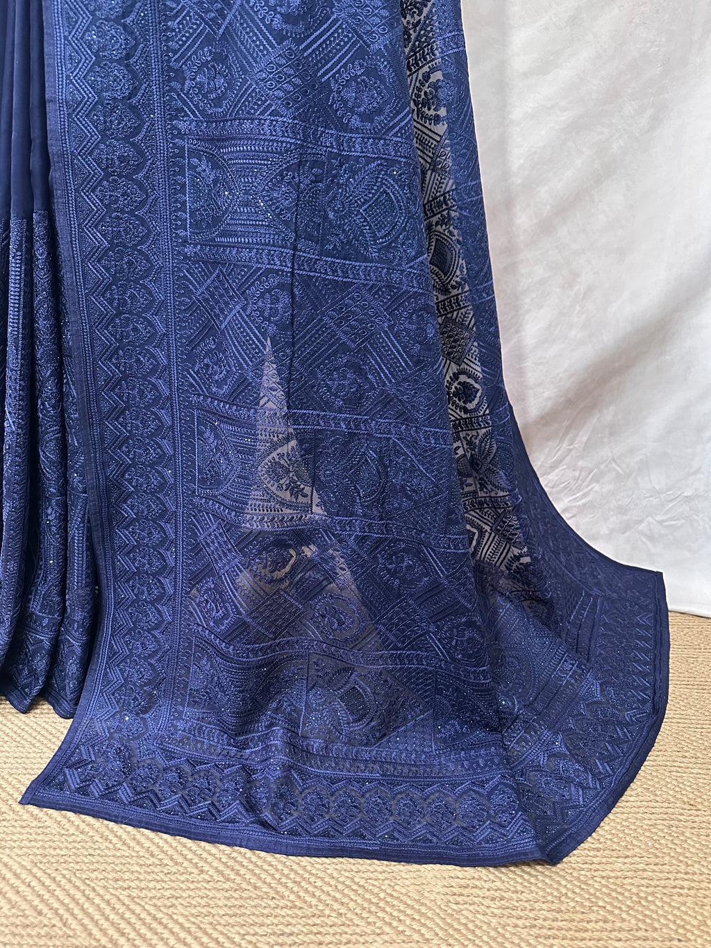 Organza chikankari saree with stitched blouse