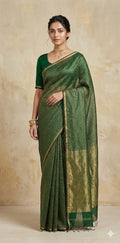 Maheshwari tissue silk saree with stripe and stitched blouse