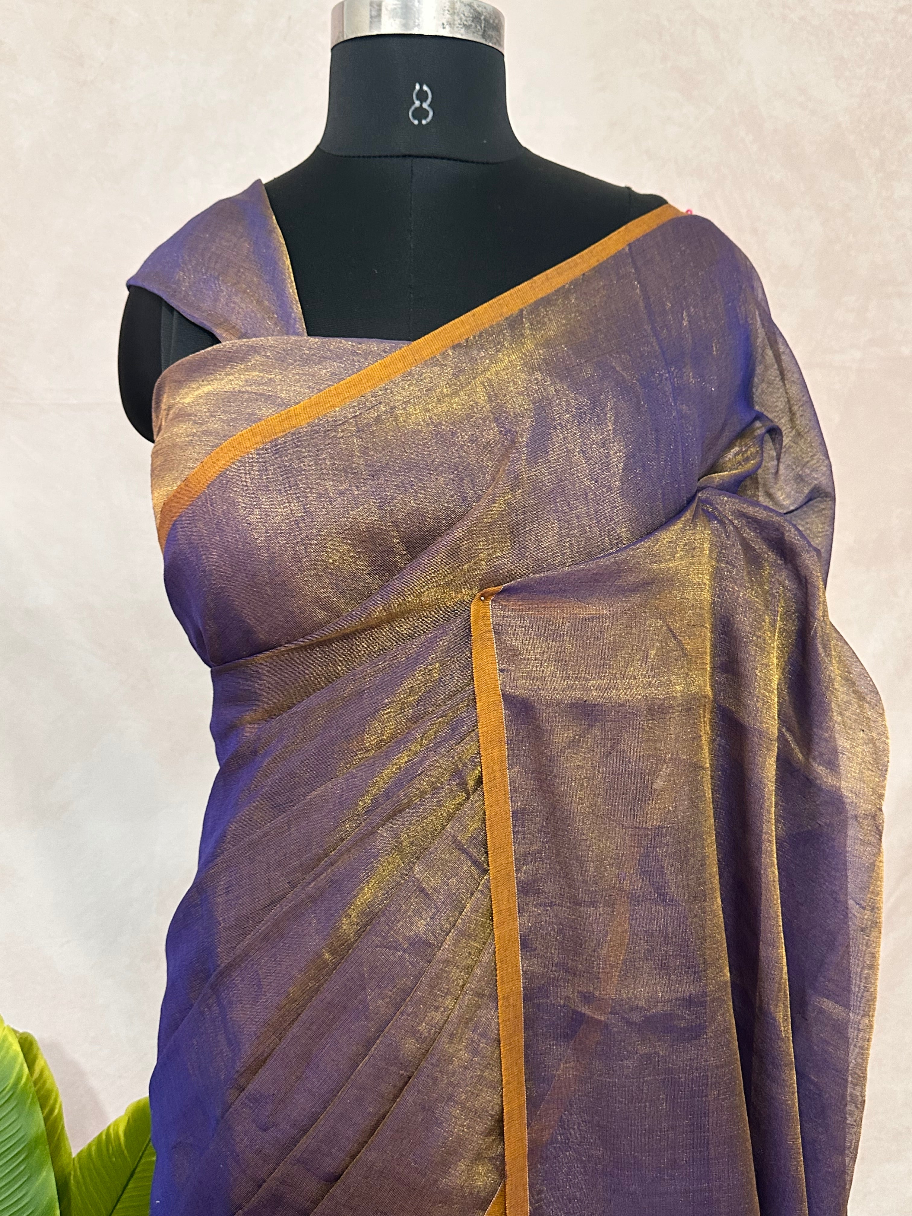 Pure Tissue linen tested Zari saree, no BP