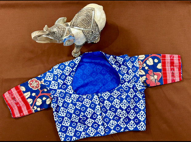 Indigo print cotton blouse