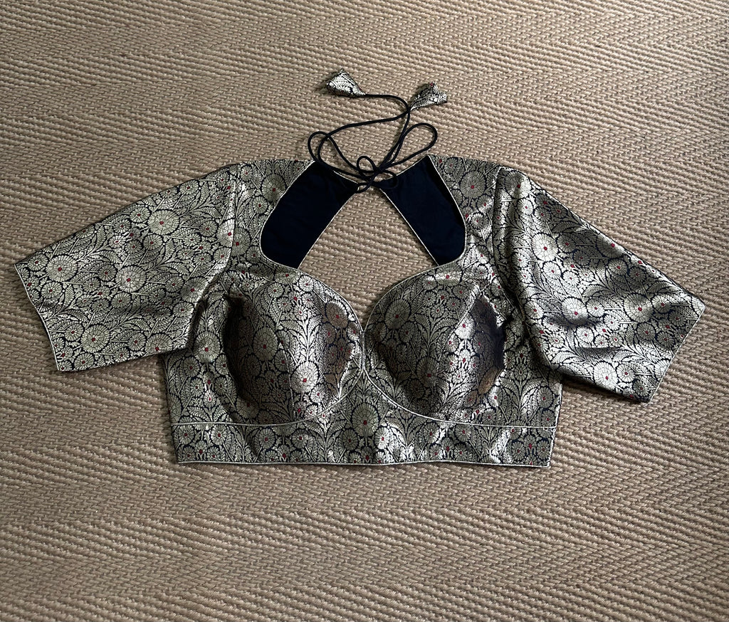 Black Banarsi brocade blouse