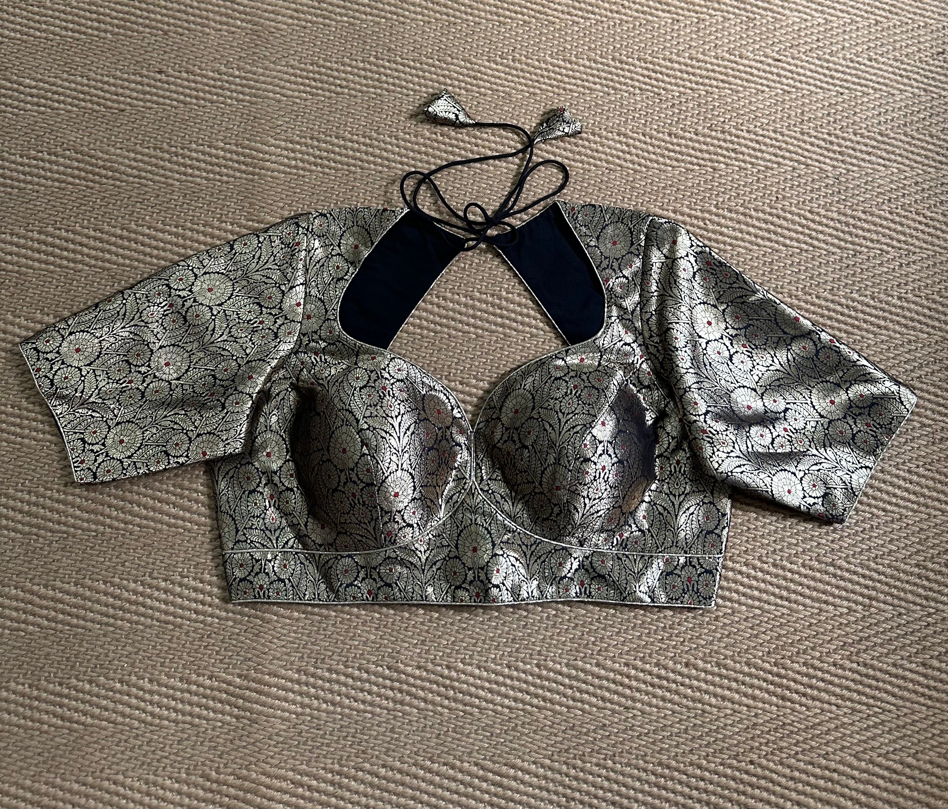 Black Banarsi brocade blouse
