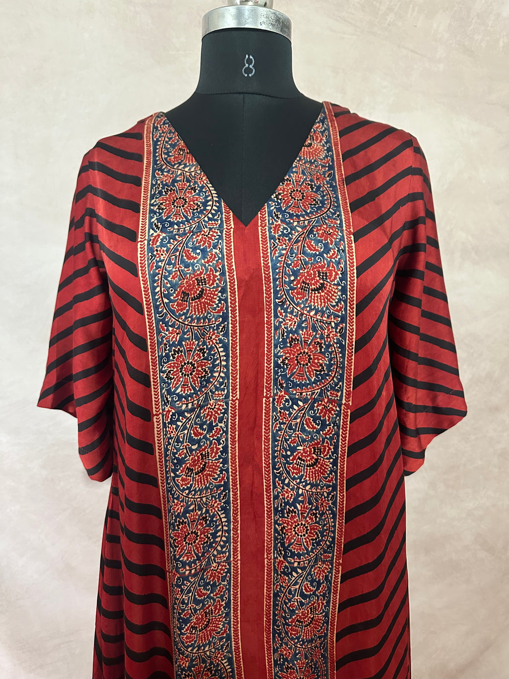 Designer Ajrakh modal silk dress