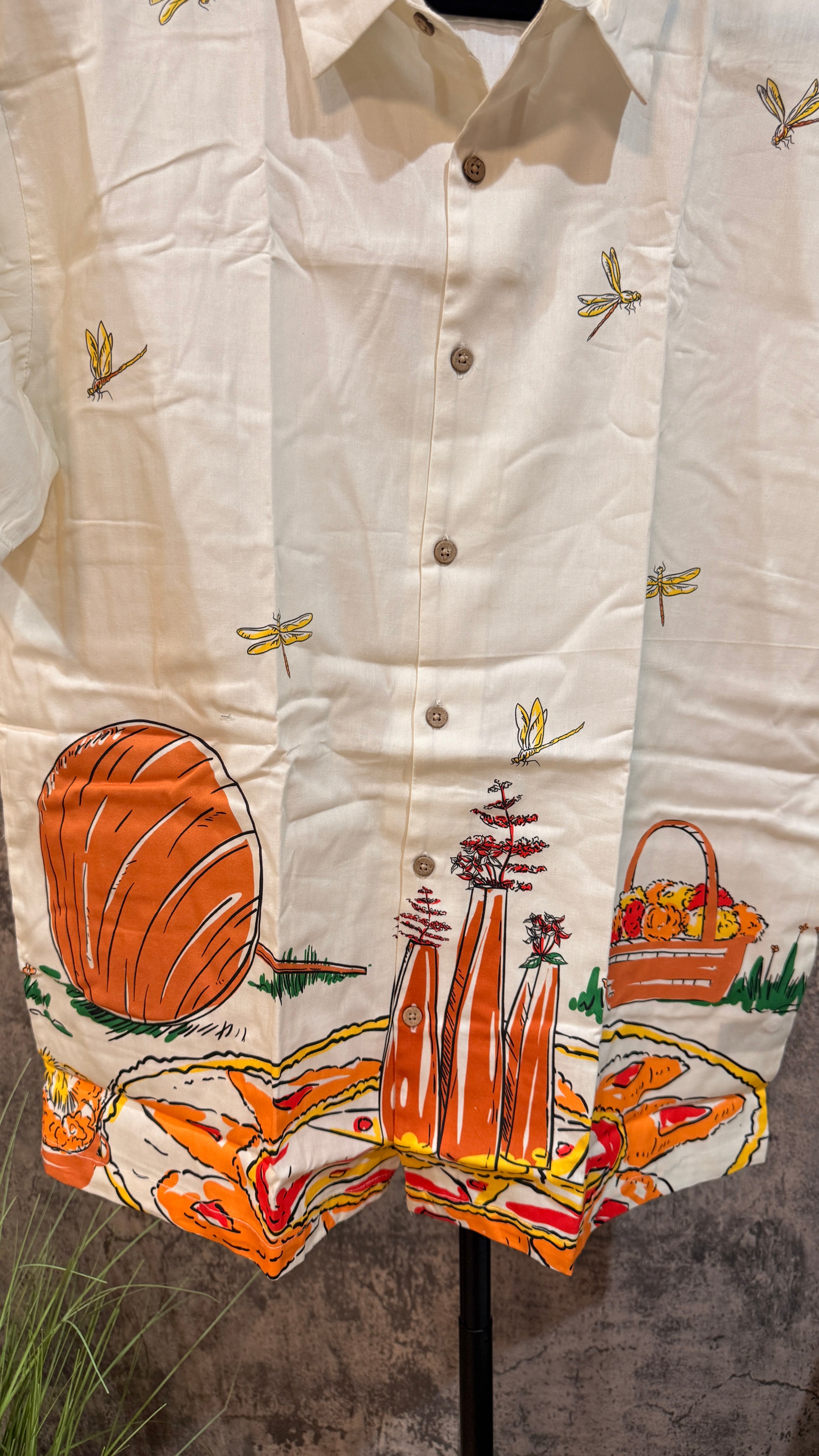 Onam printed Cotton off white shirt - Size XL