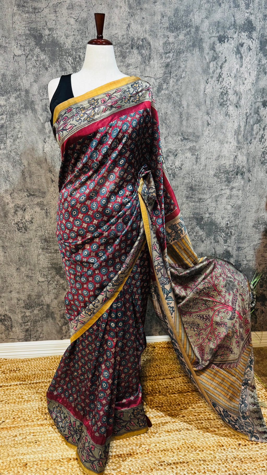 Kalamkari Digital printed semi silk saree, no BP