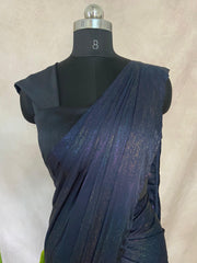 Black crushed tissue crepe ready to wear saree