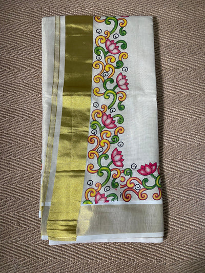 Cotton tissue digital mural digital printed set mundu