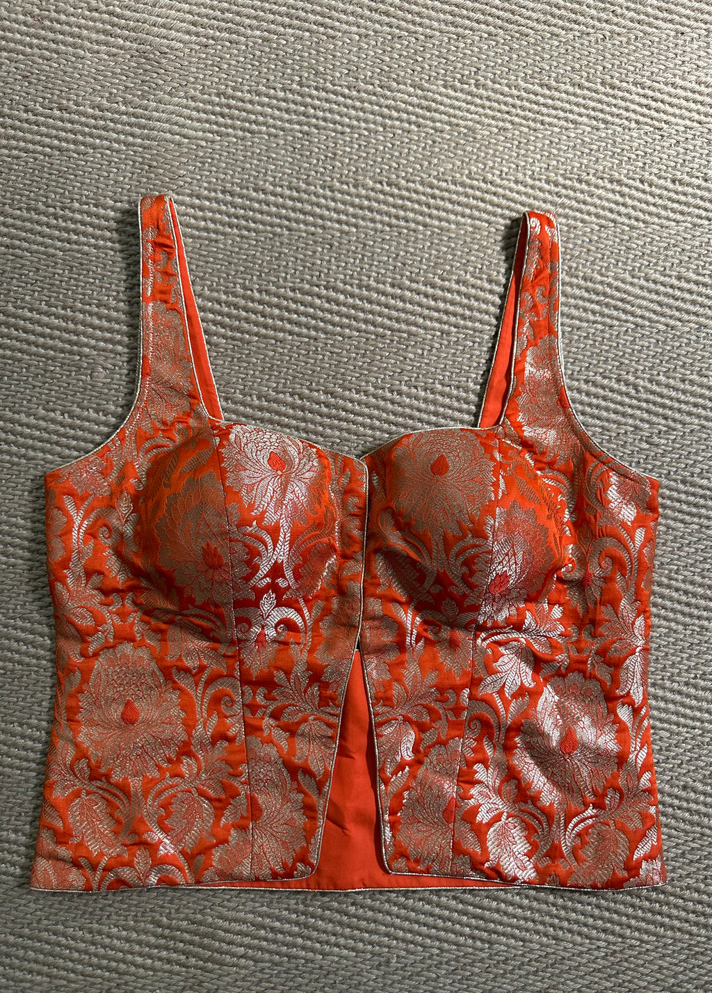 Orange banarsi brocade long top