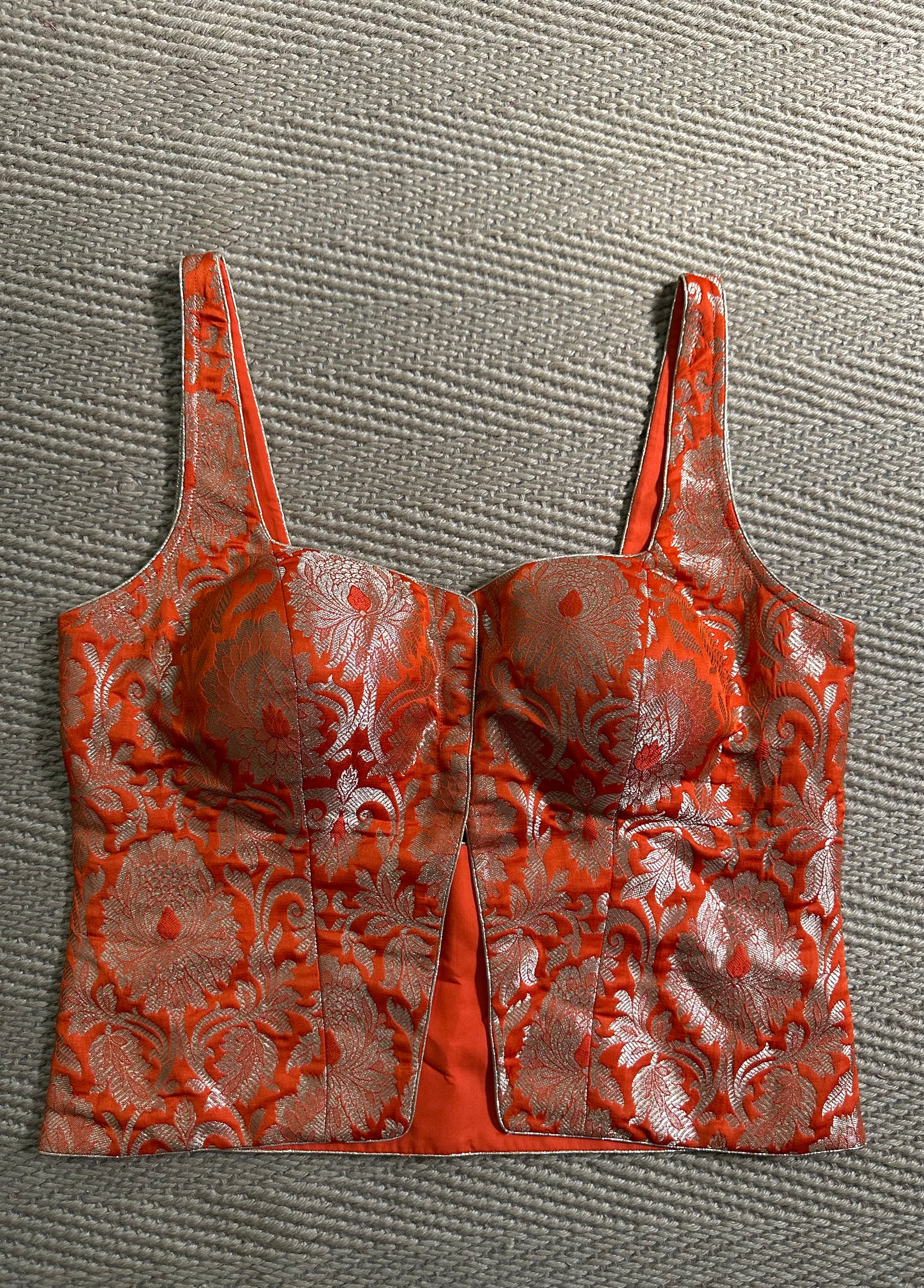 Orange banarsi brocade long top