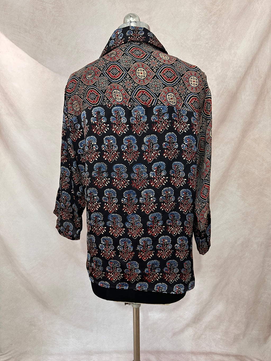 Pure Modal silk shirt with hand block print