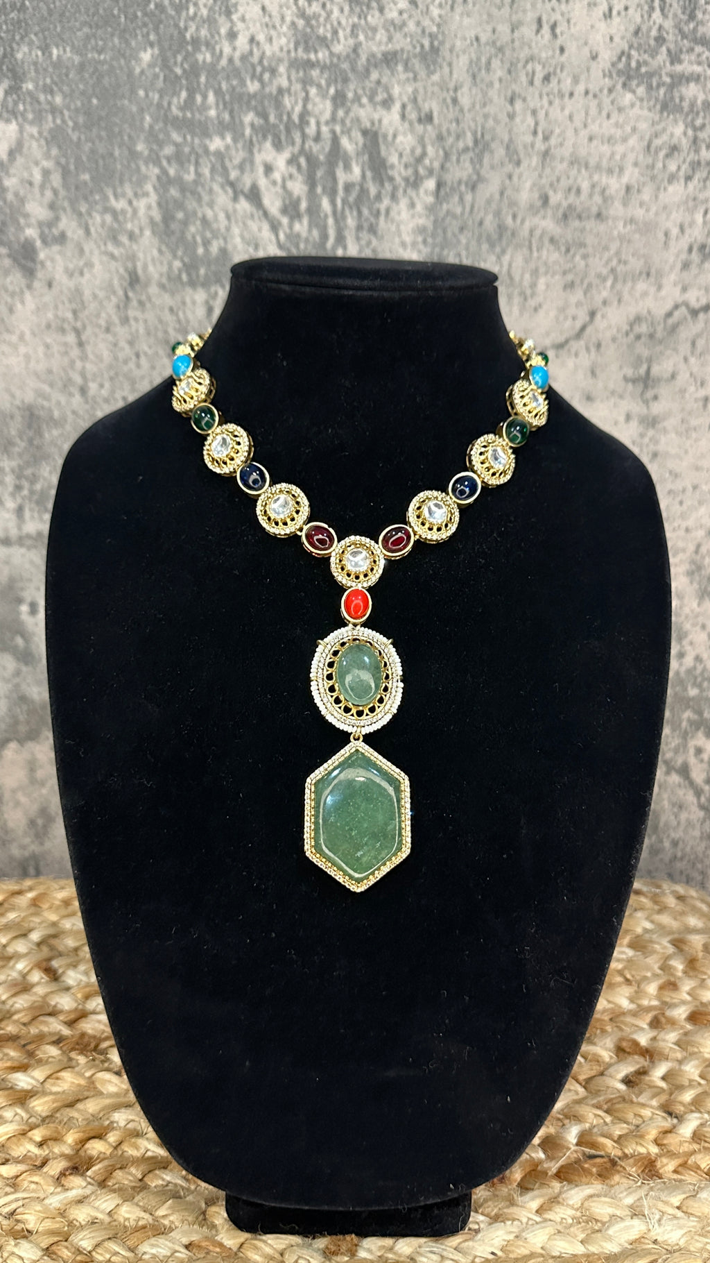 Designer replica necklace with multi color stones