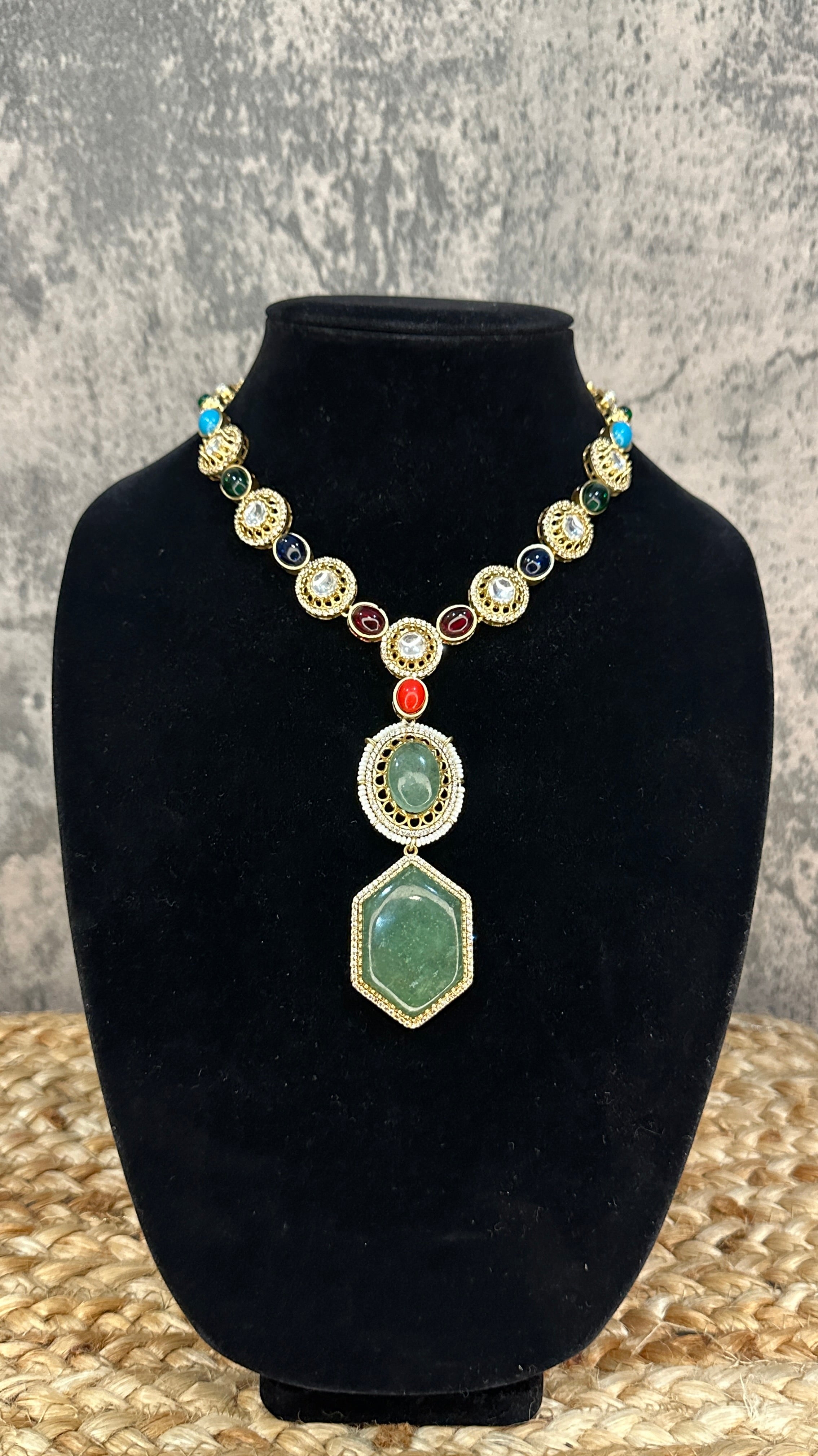 Designer replica necklace with multi color stones