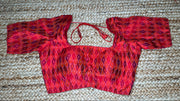Red Ikkat raw silk blouse