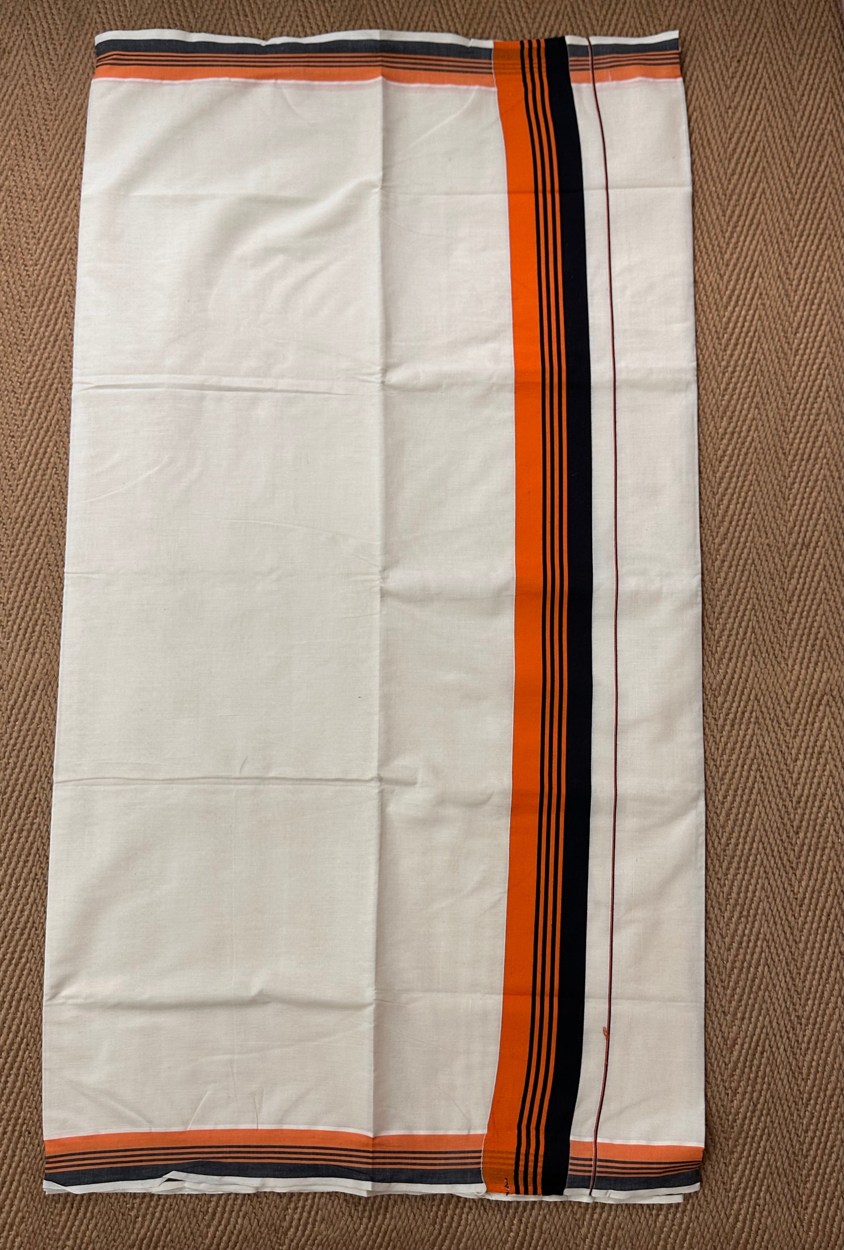 Black and orange border set saree