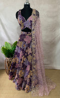 Purple crepe tissue lehanga