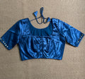 Blue modal silk blouse with mirror work