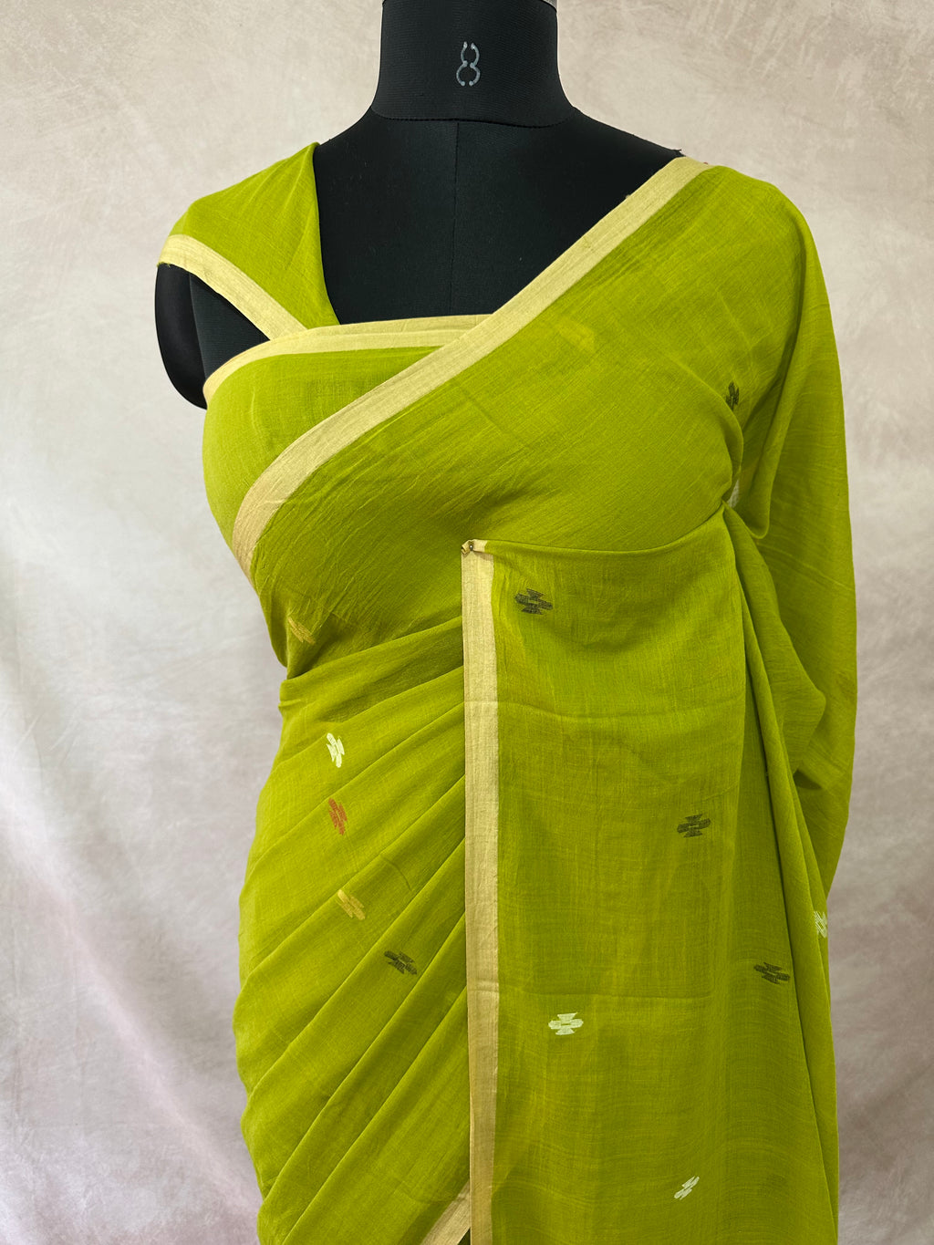 Light green with handloom jhamdani weave