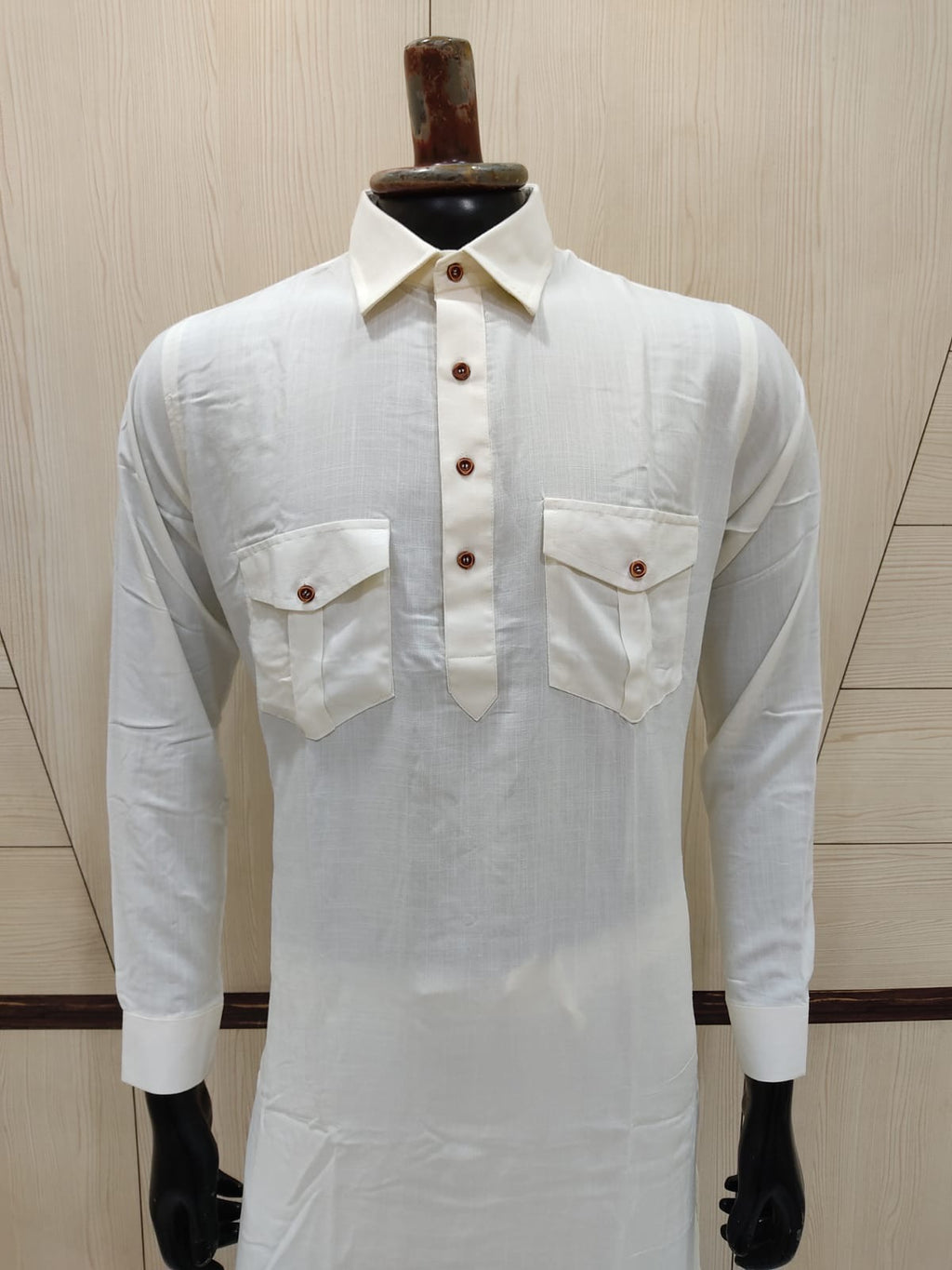 Off white soft cotton pathani suits (with bottom)