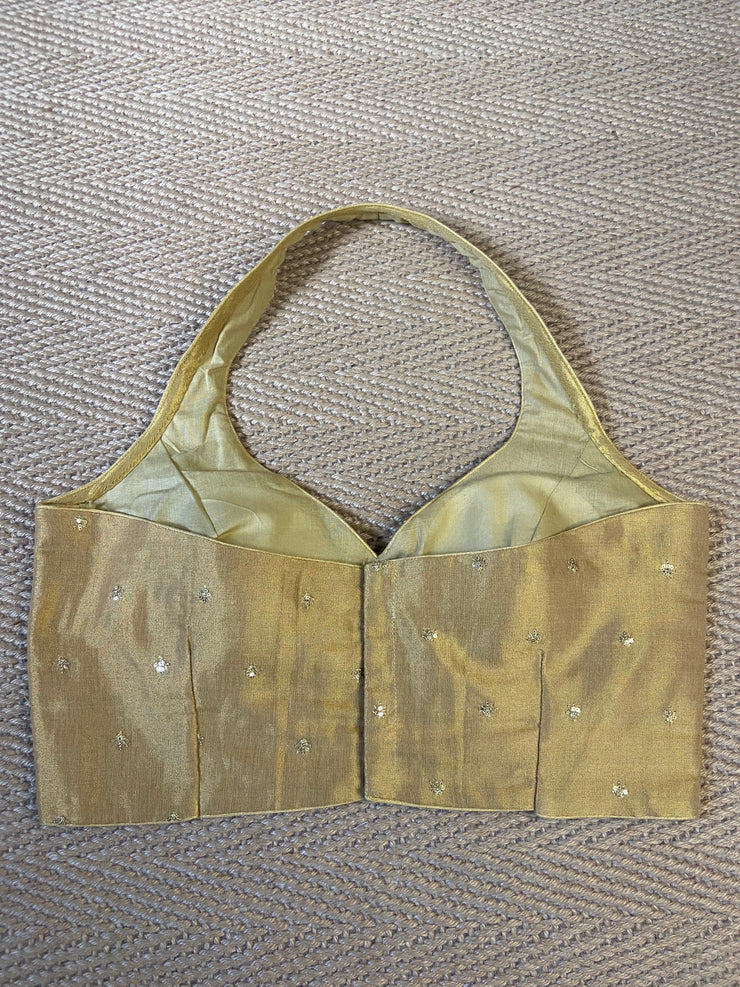 Gold tissue halter neck blouse