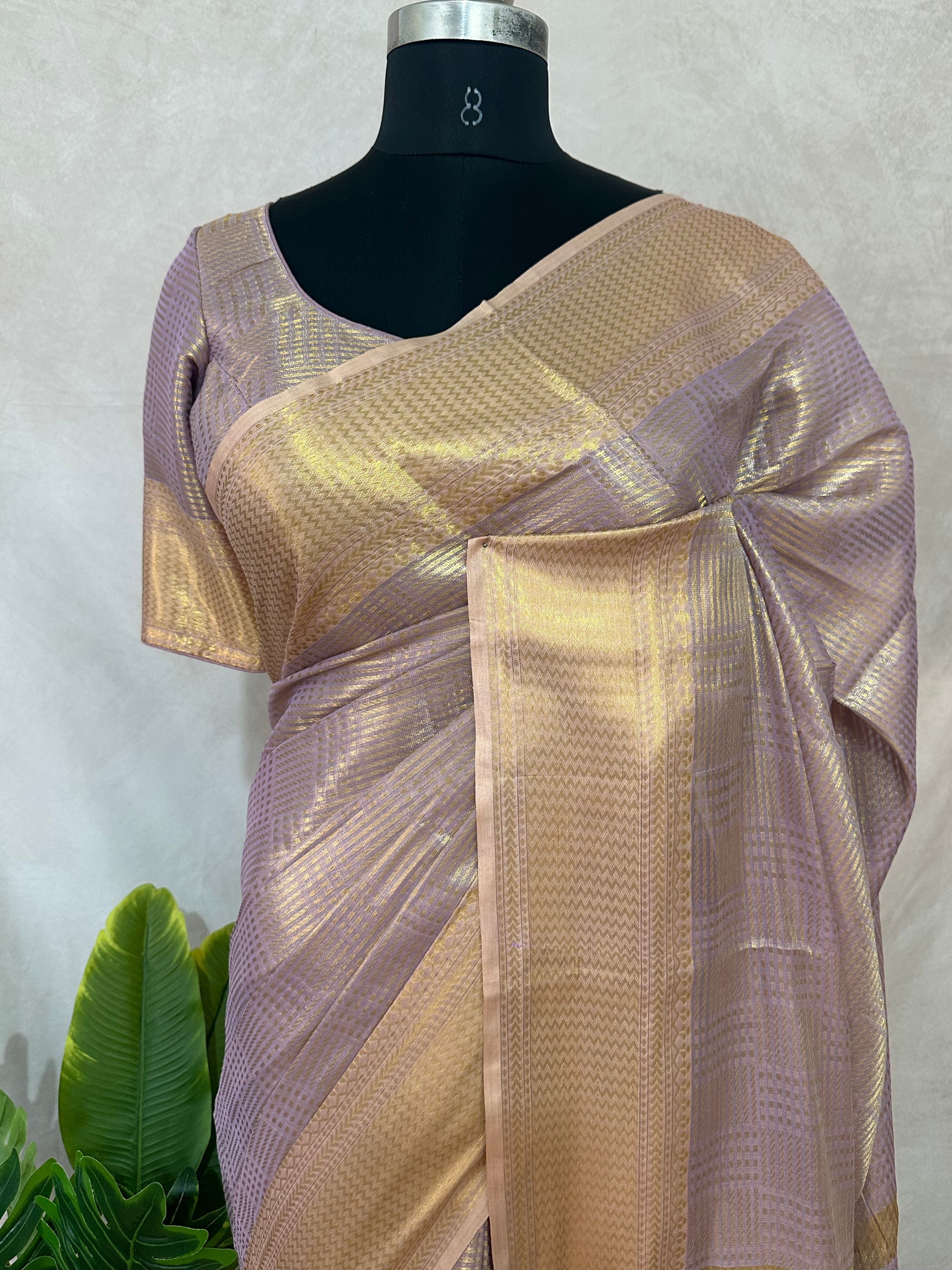 Modal tissue saree with stitched blouse