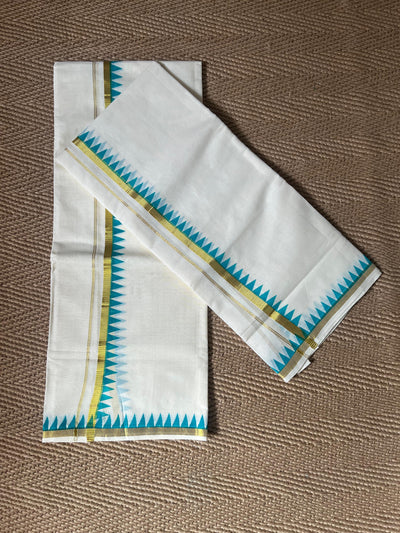 Set mundu with temple border