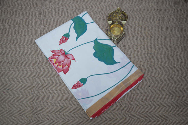 Handloom cotton saree with mural hand paint