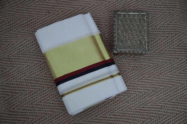 Set mundu with black maroon and gold border