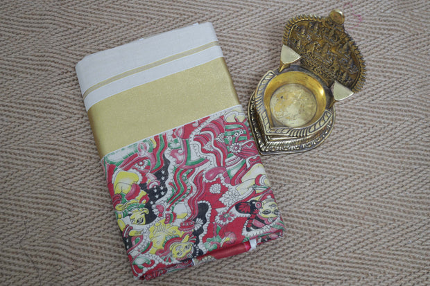 Set saree with digital printed mural art