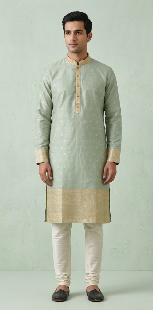 Light aqua green cotton silk kurta