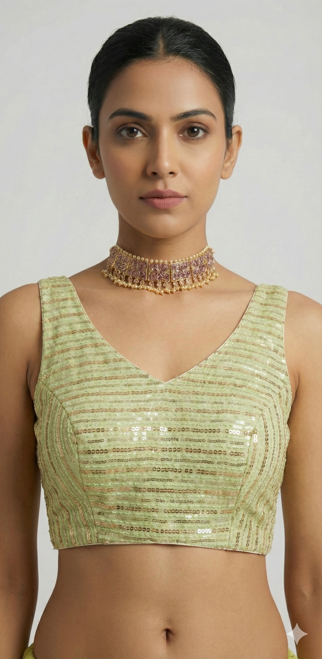 Lemon yellow sequins blouse