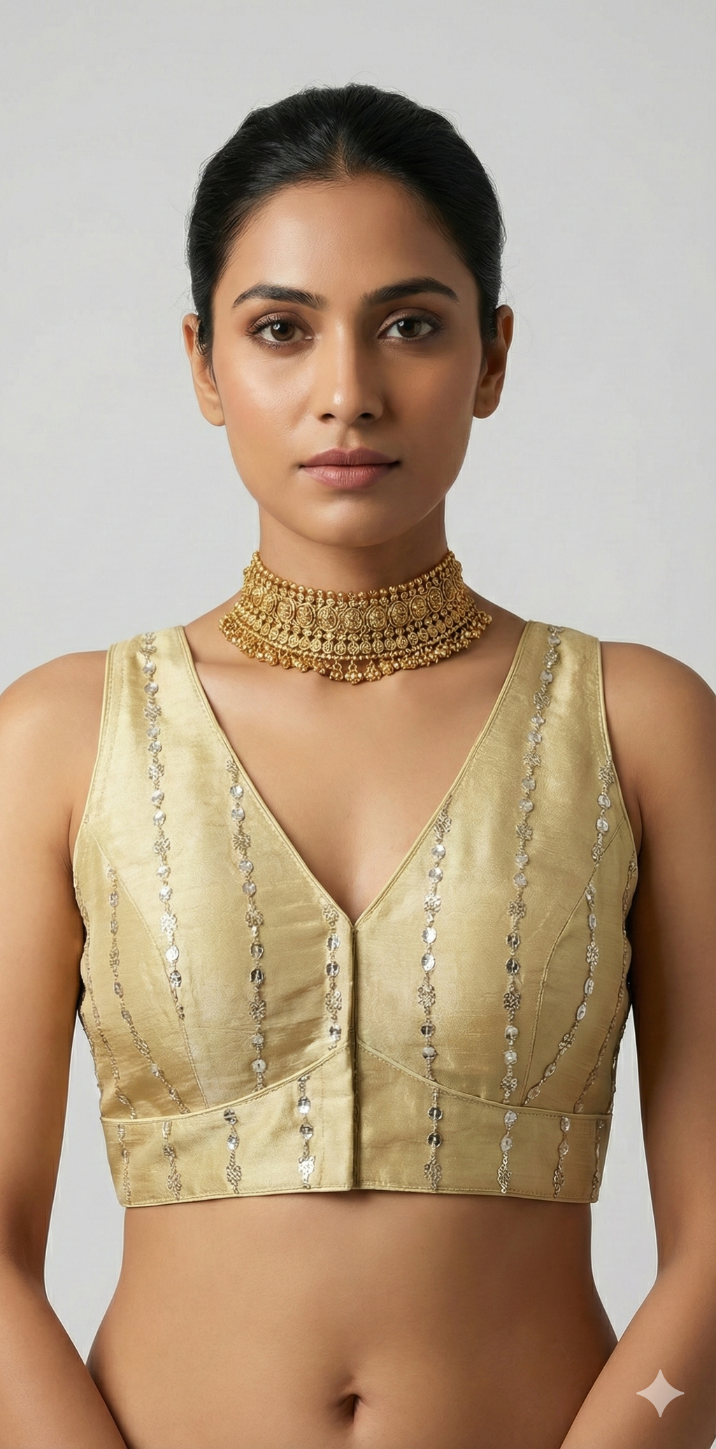 Yellow silk sleeveless blouse