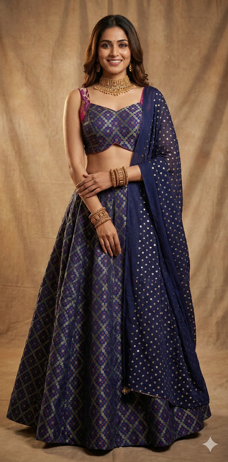 Navy blue banarsi lehanga