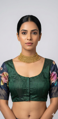 Tussar silk blouse with kalamkari and ari work