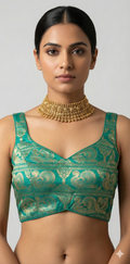 Peacock green brocade blouse