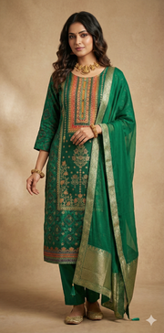 Green Banarsi silk set