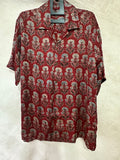 Ajrakh handblock printed Cuban colar shirts in pure modal silk